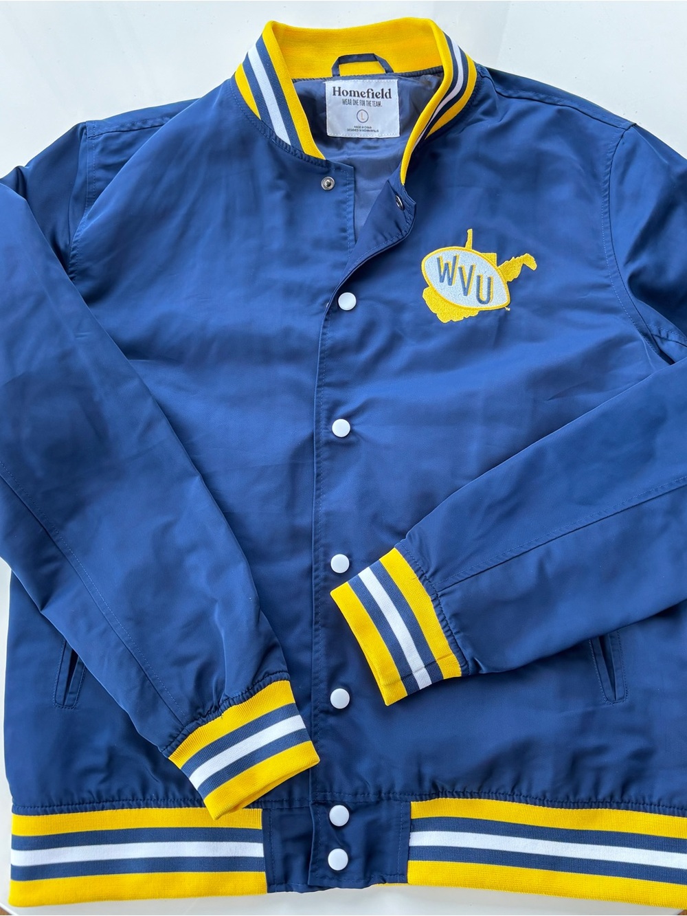 *NEVER USED* Homefield WVU Navy & Gold Varsity Bomber Jacket
